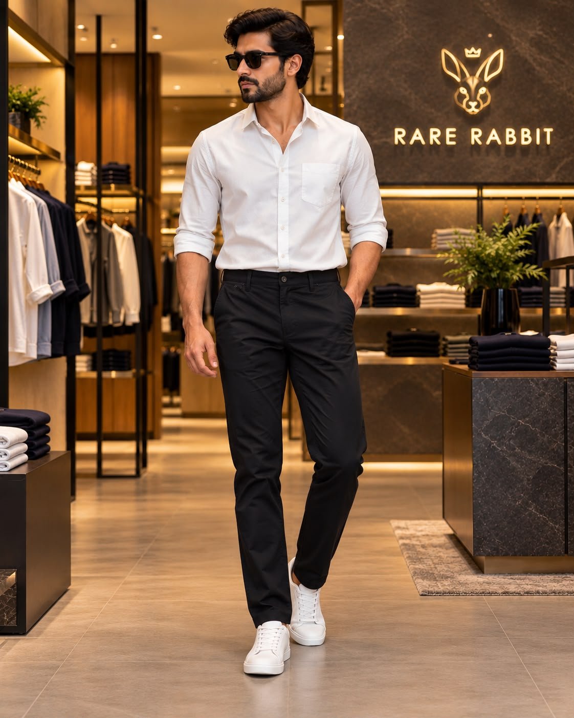Rare Rabbit Premium Cotton Chinos Pant ( Black )